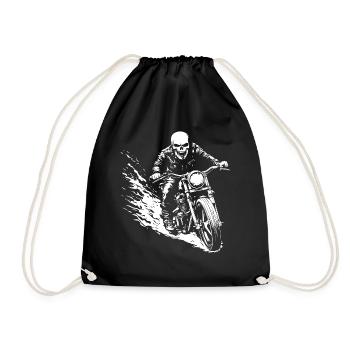 Biker Totenkopf Motorrad Geschenk - Turnbeutel - Schwarz - Vorne