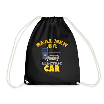 Real men drive an electric car - Drawstring Bag - black - Front