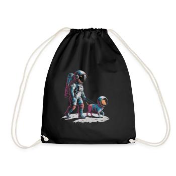 Astronaute qui promène son chien - Sac de sport léger - noir - Devant