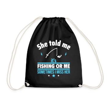 Elle a dit, la pêche ou moi, drôle de pêche - Sac de sport léger - noir - Devant