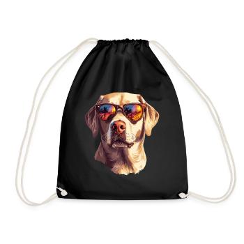 Cool Labrador Dog Sunglasses Stylish Retriver Dog - Drawstring Bag - black - Front