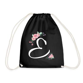Brief und Blumen - Turnbeutel - Schwarz - Vorne