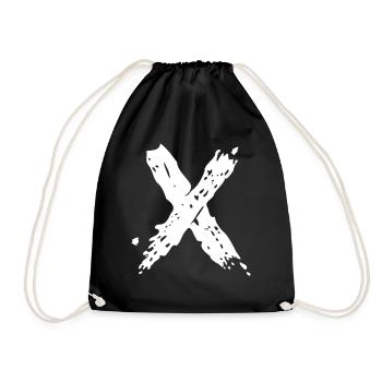 Letter X Brushstroke - Drawstring Bag - black - Front