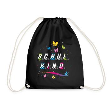 Schoolchild with butterflies - Drawstring Bag - black - Front