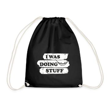 I was doing stuff - Hammock vintage - Drawstring Bag - black - Front