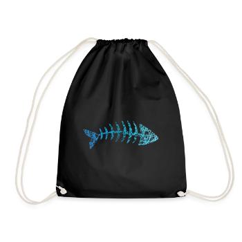Arêtes de poisson Squelette de poisson Chevrons Griffonnage - Sac de sport léger - noir - Devant
