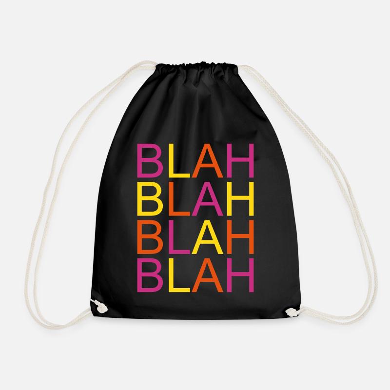 blah blah - Drawstring Bag - black