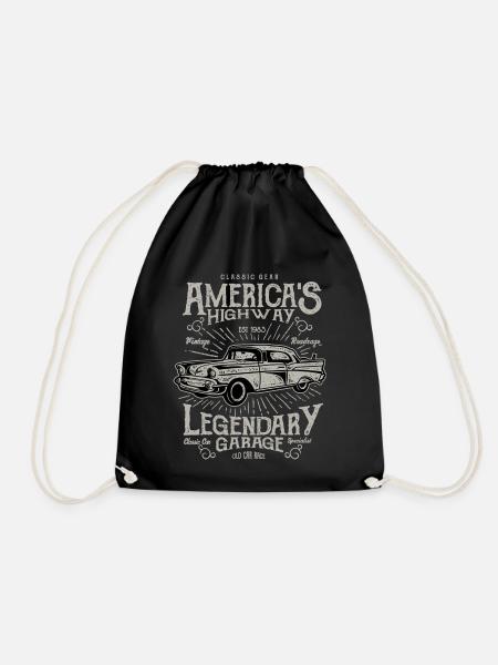 Amériques Highway Vintage Retro Auto Motor America - Sac de sport léger - noir