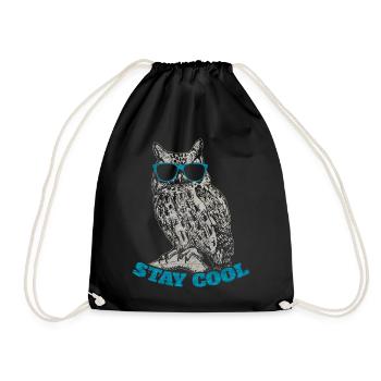 owl - Drawstring Bag - black - Front