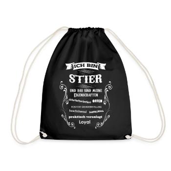 STIER - GEBURTSTAG - Turnbeutel - Schwarz - Vorne