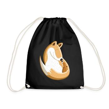 Fuchs Mit Baby I Schwangerschaft I Kinder Geschenk - Turnbeutel - Schwarz - Vorne