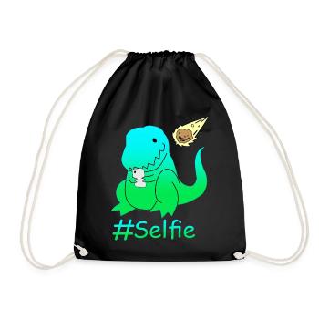 Funny Selfie Dinosaur - Drawstring Bag - black - Front