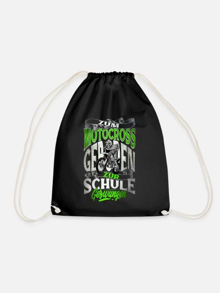 Zum Motocross Geboren Zur Schule Gezwungen - Turnbeutel - Schwarz