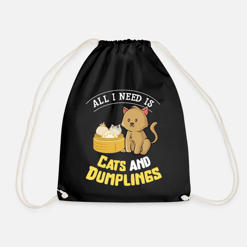 Katzen Und Dumplings - Turnbeutel - Schwarz
