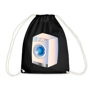 Machine à laver dans le style BD pour des idées fraîches - Sac de sport léger - noir - Devant
