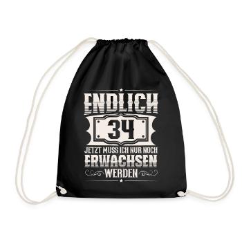 34. Geburtstag 34 Jahre Lustiger Spruch - Turnbeutel - Schwarz - Vorne