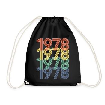 Cool Retro 1978, 44 Jahre alt, Geschenk zum 44. Geburtstag - Turnbeutel - Schwarz - Vorne