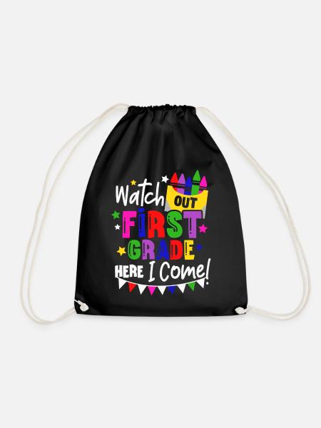 Watch Out First Grade Here I Come Rainbow Girls - Drawstring Bag - black