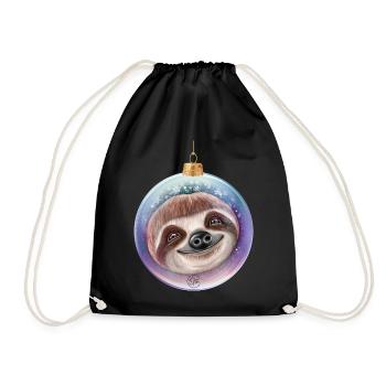 Christmas Sloth Santa - Drawstring Bag - black - Front