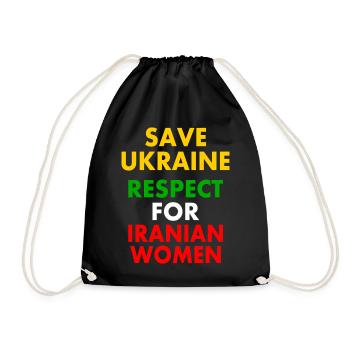 Save ukraine respect for iranian women - Drawstring Bag - black - Front