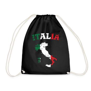 Italy Map Flag Used - Drawstring Bag - black - Front