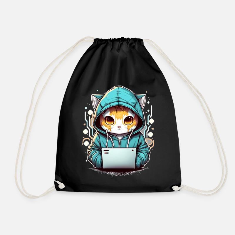 Coding cat - Turnbeutel - Schwarz