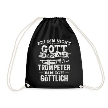 Als Trompeter bin ich göttlich Jazz Trompete - Turnbeutel - Schwarz - Vorne