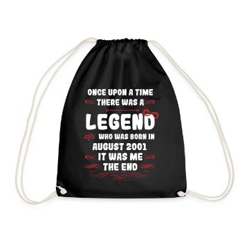 Once upon a time there was a legend. August 2001 Birthday - Drawstring Bag - black - Front