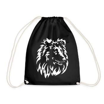 Collie Kopf "Black Edition" - Turnbeutel - Schwarz - Vorne