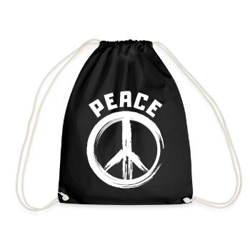 PEACE Frieden - Turnbeutel - Schwarz - Vorne