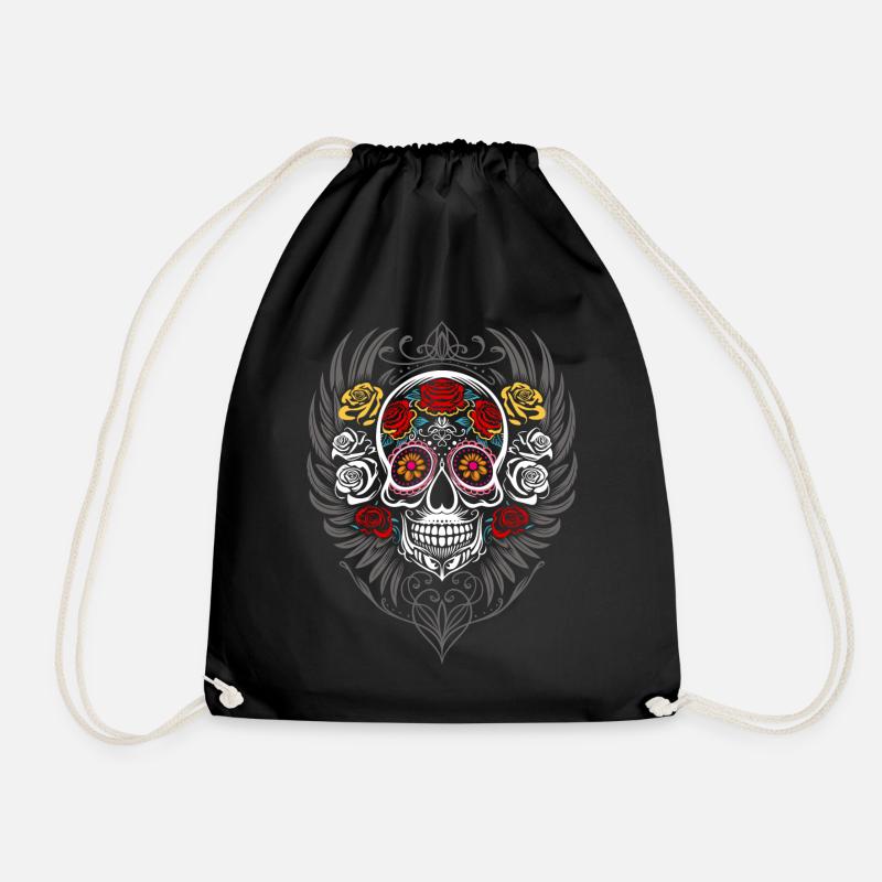 Sugar Skull Halloween Flügel - Turnbeutel - Schwarz