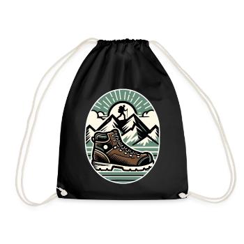 Drawing Hiker Mountain Hiking Shoe - Drawstring Bag - black - Front