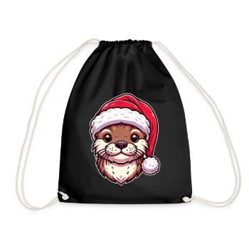 Christmas Otter Magic - Festive Design - Drawstring Bag - black - Front