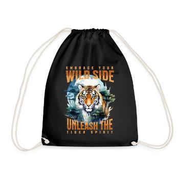 Tiger Tigerkopf Raubkatze Raubtier Stark Kraft - Turnbeutel - Schwarz - Vorne