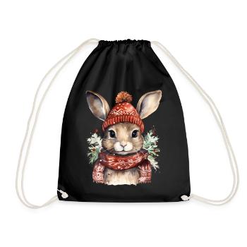 Christmas at Mr. Lampe's - Rabbit - Drawstring Bag - black - Front