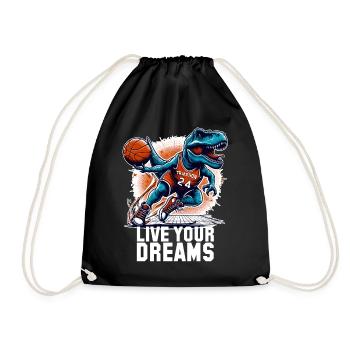 Basketball T-Rex Dinosaurier Träume Geschenk - Turnbeutel - Schwarz - Vorne