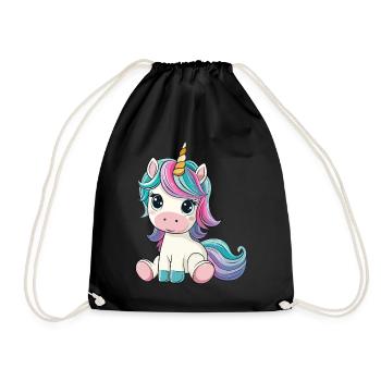 Licorne Mignon Mignon Bébé Enfants Licornes Dessin Animé - Sac de sport léger - noir - Devant