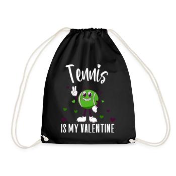Tennis is my valentine funny - Drawstring Bag - black - Front
