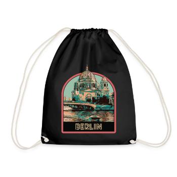View of the Berlin Cathedral Dome and the Spree - Drawstring Bag - black - Front