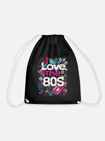80s 80er Jahre Musik Bunt Party Karneval Kostüm - Turnbeutel - Schwarz