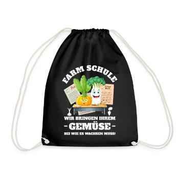 Farm School of Vegetables - Drawstring Bag - black - Front