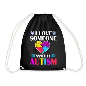 I Love Someone with Autism Awareness - Drawstring Bag - black - Front