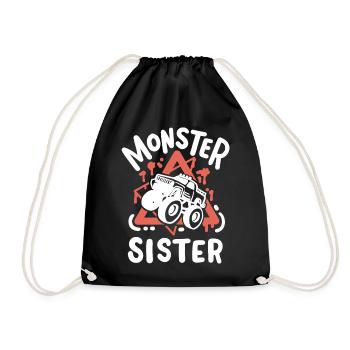 Monstertruck-Schwester - Turnbeutel - Schwarz - Vorne