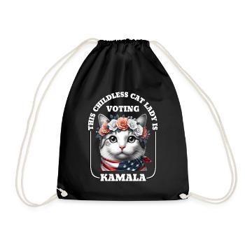 This childless cat lady is voting Kamala Harris - Drawstring Bag - black - Front