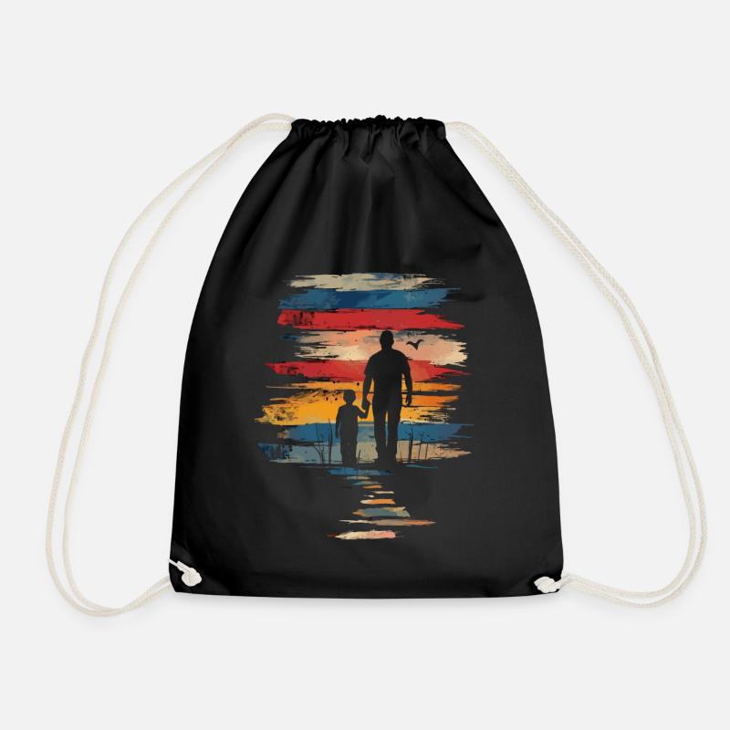 Vatertag Vater und Sohn retro vintage - Turnbeutel - Schwarz