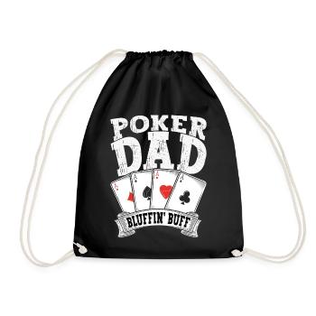 Poker Dad Bluffer Fan Funny Retro Dad - Drawstring Bag - black - Front