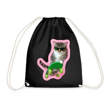 Cool Cat: Pure board style - Drawstring Bag - black - Front