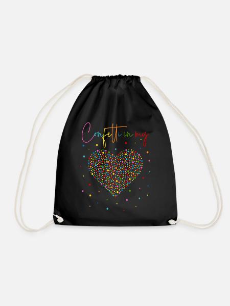 Konfetti im Herzen - Confetti in my heart - Turnbeutel - Schwarz