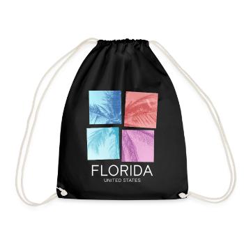 Florida USA Miami America Summer Palm Trees Beach - Drawstring Bag - black - Front