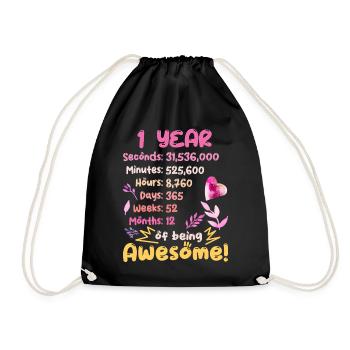 Birthday outfit for 1 year old! 1st Birthday - Drawstring Bag - black - Front